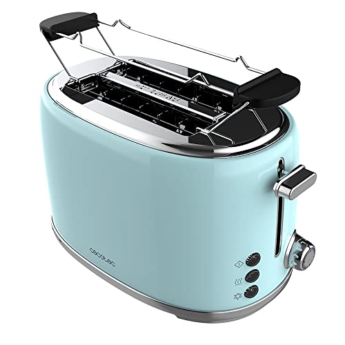 Aste superiori per aiutare a riscaldare cibi di grandi dimensioni come dolci o croissant. Meccanismo di spegnimento e pop-up automatico. Espulsione automatica del pane tostato al termine del programma. Sistema autocentrante per una tostatura uniforme su entrambi i lati.