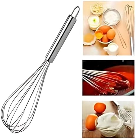 Fouet Profissional de Aço Inox, 27,5cm, Batedor Manual para Ovos,...