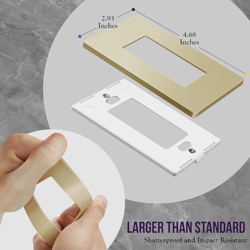 Image of ENERLITES Elite Series Screwless Decorator Wall Plate Child Safe Outlet Cover, Size 1-Gang 4.68 inch H x 2.93 inch L, Unbreakable Polycarbonate Thermoplastic, SI8831-GD, Glossy, Gold