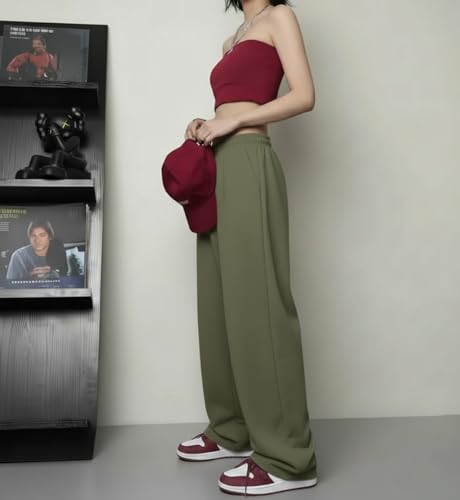 Image of dockstreet Straight Wide fit Long Length Open Bottom Jogger for Women /Trending Multi Pocket Style, Relaxed Casual Pants for Women