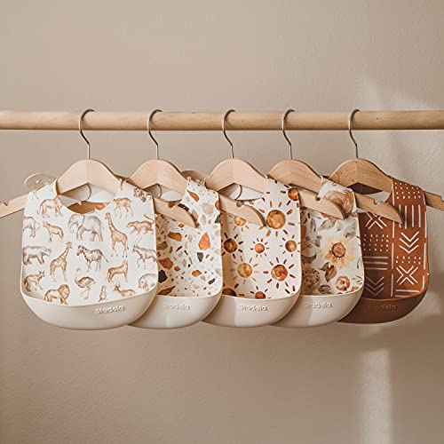 Stadela Baby Silicone Feeding Bib, Waterproof Adjustable, Baby Girl, Floral Bohemian Print With Flowers #TOP6