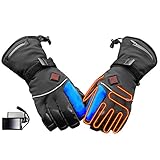 JFF Beheizte Handschuhe Für Männer Frauen Wärme Touchscreen Lederhandschuhe Elektrischer Akku Batteriebetriebene Skihandschuhe Handwärmer Bei Winterkälte,M