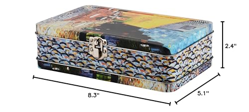 Image of DAHO Metal Storage Box with Hinge for Office, School, Home, Makeup, Arts & Crafts and Accessories (Cafe Terrace At Night)
