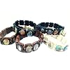 MSINMINW 4pcs Wooden Jesus Bracelet, Stretchable Wooden Small Panel Rosary Bracelet, with Images of Religious Saints Gift for Men & Women (A) #3