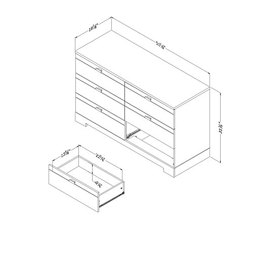 South Shore Reevo 6-Drawer Double Dresser, Pure White With Matte Nickel Handles #TOP17