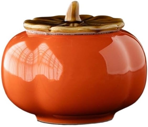 SONGCHAO Sugar Jar Persimmon Ruyi Ceramic Sealed Wedding Candy Box Creative Tea Mini Small Packaging Jar Tea Canister(A)