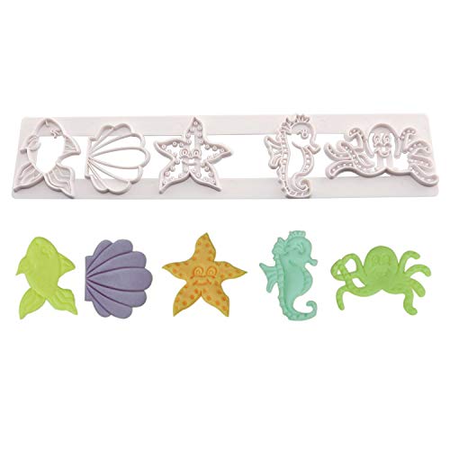 Longdex Marine Theme Cookie Cutter Marine Shell Animal Sea Life Cake Decorating Biscuit Fondant Mold for Gum Paste Sugarcraft Candy Luau Cake