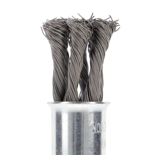 PRODIAMANT Pinselbürste ø 19mm gezopft & verdrillt mit Rundschaft 6x 6mm gezopfter Stahldraht 0,35 mm