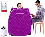Mobile Mini Dampfsauna, Heimsauna mit Fernbedienung, 9 Temperaturstufen, Timer Funktion, Faltbare...