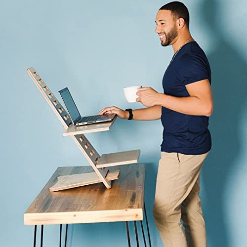 Sleekform Standing Desk Converter - Adjustable Height Sit Stand Workstation For Office And Home, Table Top Wood Portable #TOP5