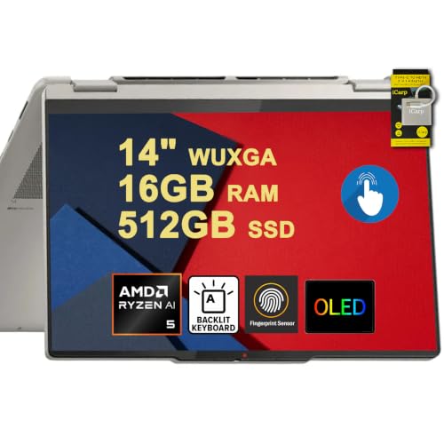 Image of Lenovo Yoga 7 2-in-1 Laptop 14 inch WUXGA OLED Touch (100% DCI-P3, 400nits) AMD Ryzen AI 5 430 (Up to 50 Tops) 16GB DDR5 512GB SSD Backlit for for Creator Designer Business Professional Win11 ICP Hub