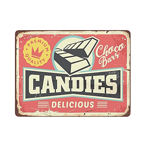 GQWJKSZ Panneau en étain en métal pour bonbons et barres de chocolat, affiche en étain Vintage, décoration murale, cuisine de campagne, maison, Garage, 12x16 pouces