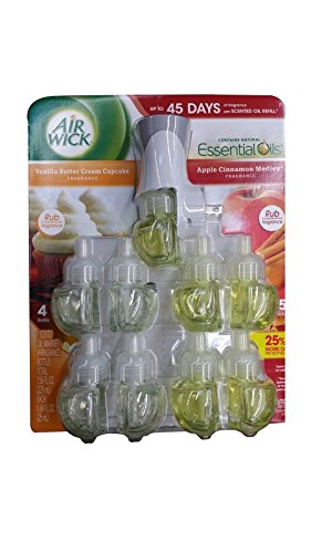 Air Wick scented oil plug in with 9 additional refills, Vanilla butter cream cupcake and apple cinnamon medley