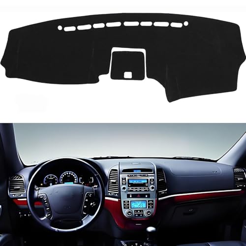 IIKSDII Dashboard Cover Mat for Hy-undai Santa Fe 2012-2007 Accessories Dash Cover Dash Mat Sunshade Glare UV Rays Protector