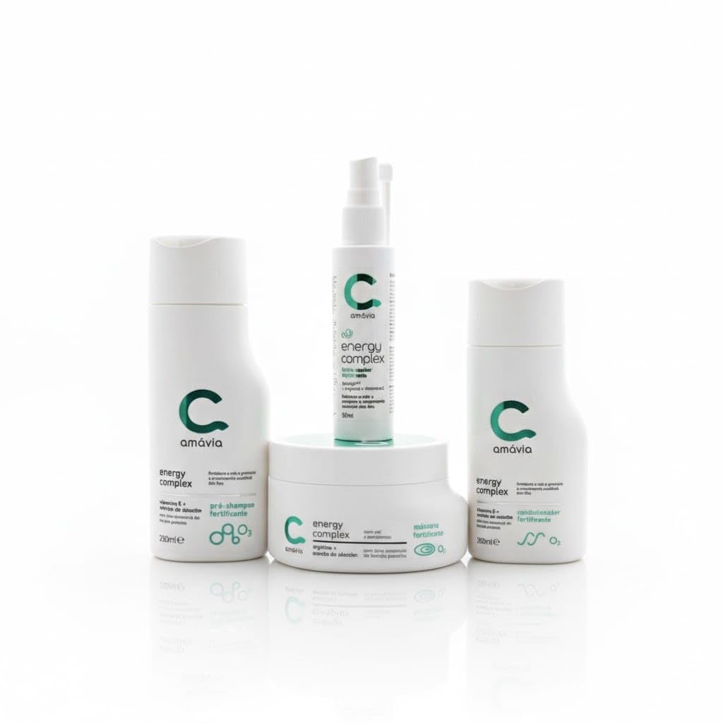 Kit Energy Amavia Tratamento Oleoso Anticaspa Shampoo Tônico
