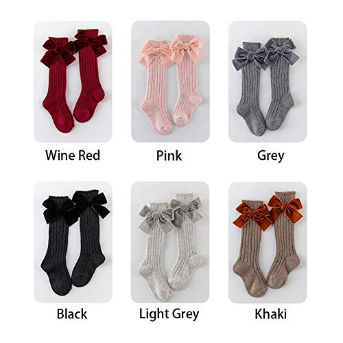1Pair Girls Knee High Socks Cotton Rich Long Length Uniform Socks with Bow Kids Back to School Uniform Socks2