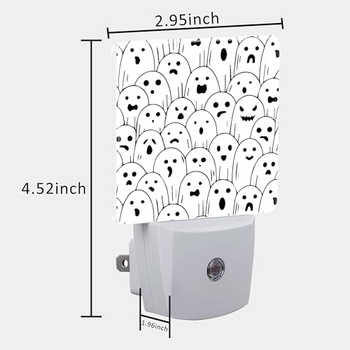 Image of Halloween Funny Ghost Night Light for Kids, LED Night Light Plug into Wall with Dusk to Dawn Sensor for Girls Boys Women Men Room Decor, Hallway, Kitchen, Bathroom, Nursery, Stairs