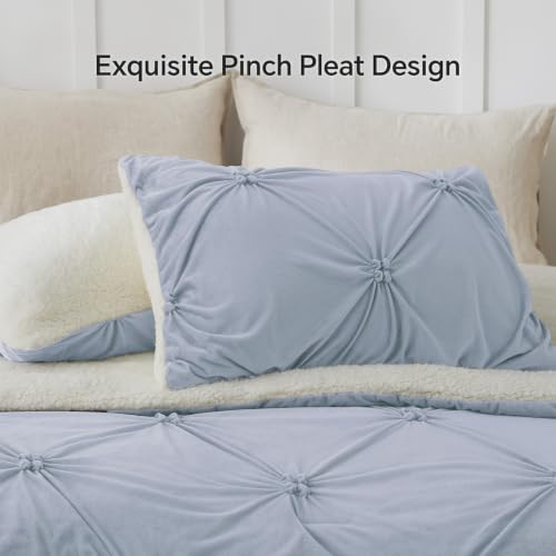 Image of BEDELITE Fluffy Sherpa King Comforter Set,Pintuck-Lavender