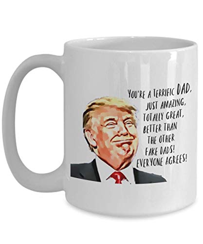 President Donald Trump Dad Novedad Taza de café de cerámica, 15 onzas, color blanco