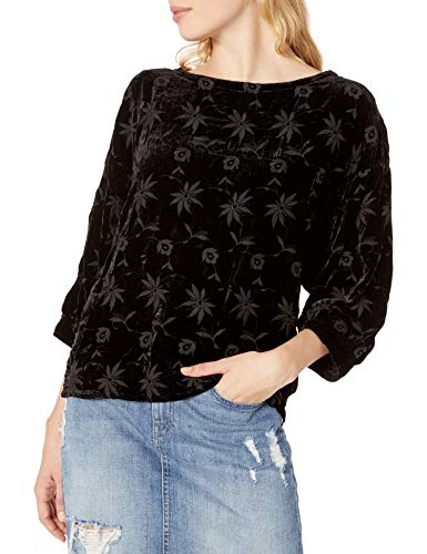 Pete & Greta by Johnny Was Women's Velvet Embroidered Blouse, Black, L