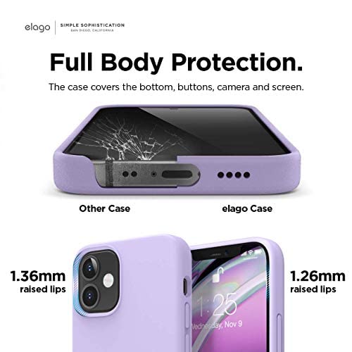 Elago Compatible With Iphone 12 Mini Case, Liquid Silicone Case, Full Body Protection (Screen & Camera Protection) For Iphone 12 5.4 Inch (Purple) #TOP4