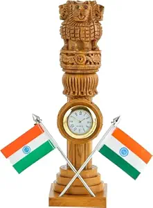PAUL SONS Hospitality Wooden Sculpture - 8 Inches | Wooden Ashoka Stambh Desk Ashoka Pillar Ideal for Table Office & Home Decor Showpiece (Pack of 1Pc)