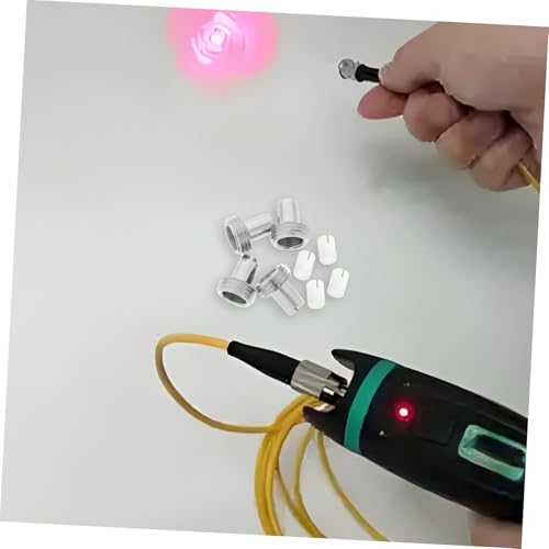 ULTECHNOVO Fiber Optic Red Light Pen Accessories Kit Ceramic Ferrule Metal Tip Fiber Optic Inspection Tools Tube Sleeve Repair Connector Ferrule Tester Rod Maintenance Cleaning Wand