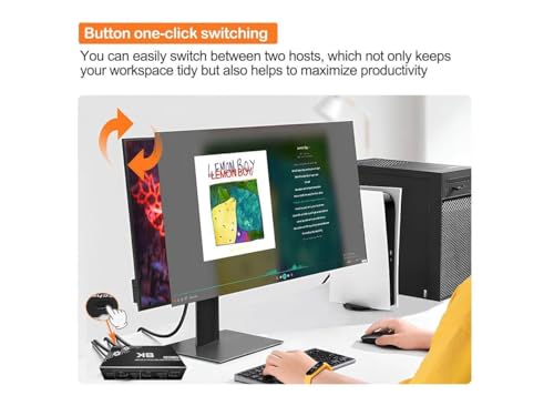 Image of Tobo 4K 120Hz HDMI USB rj45 KVM Switch for 2 Computers 1 Monitor Share 3USB3.0 Port, Keyboard Mouse Printer Support Wire-Desktop Controller