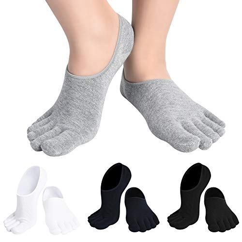 Soumit Chaussettes à 5 Orteils (EU 39-44), 4 Paires Chaussettes de Bateau avec Orteils Séparés en Coton pour Hommes, Chaussettes Respirants avec 5 Doigts de Pieds Séparés