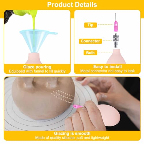 Pottery Tools Slip Trailing Bottles for Ceramics, Slip Trailer Bottle for Pottery Glaze, Precision Tip Applicator Slip Trailer Bottles with Fine Tip, Needle Tip Squeeze Bottles for Pottery Glaze Slip