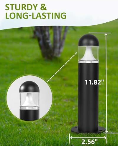 6 Pack Low Voltage Landscape Pathway Lights, 12V LED Bollard Light IP67 Waterproof, Outdoor Driveway Walkway Wired Lights (Included Connector) - Yard Garden Lawn, 2700K Warm White