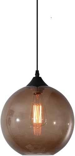 Lámpara colgante de bola de vidrio simple, industrial vintage E26 Loft Bar lámpara colgante de techo, 1 lámpara de techo de globo mini para cocina,