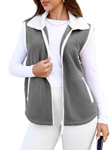 Glamaker Womens Fuzzy Sherpa Fleece Vest