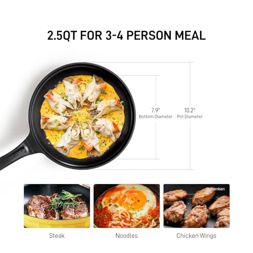 BUYDEEM-Cheflite-Nonstick-Frying-Pan-Skillet-102Inch-Mellow-Yellow-Non-Stick-Cast-Aluminum-Fry-Pan-with-Glass-Lid-25Qt-Saute-Pan-Egg-Pan-Omelet-Pans-Cooking-Pan-Induction-Capable-PFOA-Free