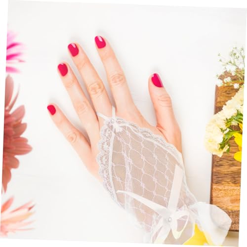 Unique Bowknot Lace Gloves Mesh Gloves for Boys and Girls for Wedding Prom and Tea Party Events4