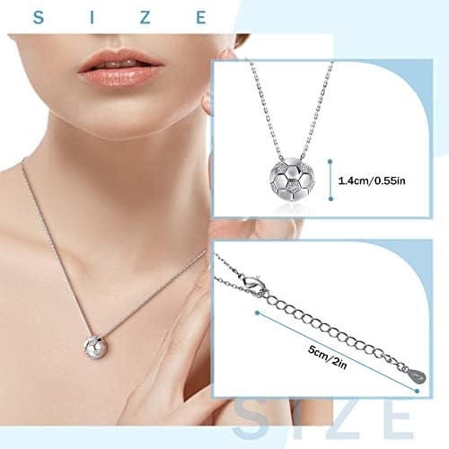 Patelai Soccer Charm Necklace Engraved Soccer Pendant Necklace Rhinestone Chain Necklace for Women Men Girls Boys Sportsman Unisex Jewelry Gift