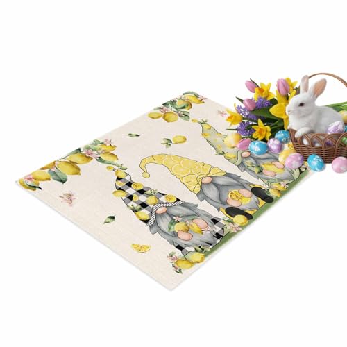 Welcome Door Mat 20x31.5in,Summer Gnome with Lemon Indoor Entryway Doormats
