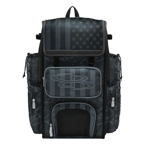 Boombah Superpack Bat Bag - Backpack Version (no wheels) - Holds 4 Bats - USA Clandestine 2 Black/Charcoal