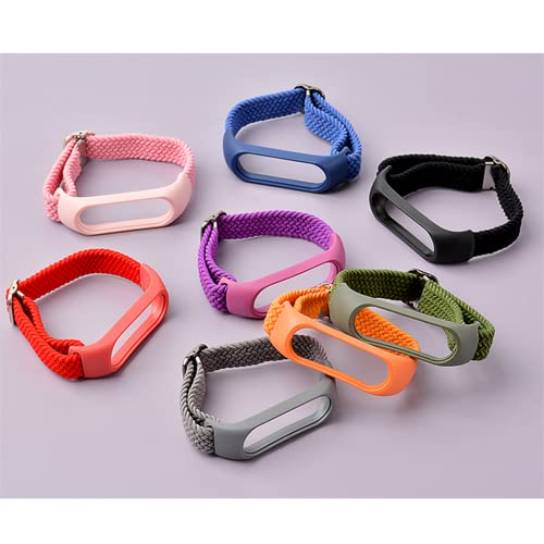 Alça trançada ajustável compatível com Xiaomi mi Band 6 5 4 3, alça esportiva elástica de nylon ajus