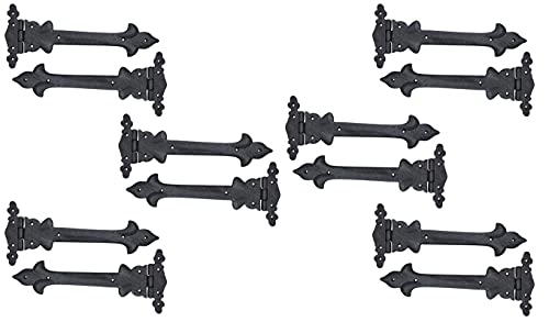 Image of Adonai Hardware Adonijah Antique Cast Iron Strap T Hinge (12 inch X 12 Pack, Matte Black) for Barn Doors, Gates, Shutters, Garages, Wooden Box, Fences, Sheds, Furniture, Chest and Trunks