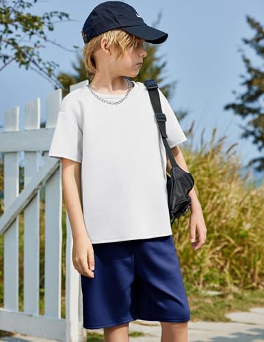 Image of Arshiner Boys Drop Shoulder T-Shirt & Drawstring Waist Shorts Summer Casual Outfits (5-12 Years)