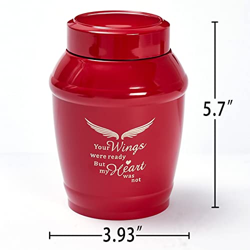 Image of 5.7 Inches Medium Size Urns for Human Ashes Adult Female Male,Red Cremation Angel Decorative Urns for Adult Ashes Women Men Mom Dad