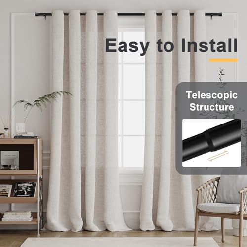 Miniatura 4 de Bellahills Barra De Cortina Negra Extensible 76-190cm,25 Mm De Diámetro Barra,Instalación Con Taladro Incluida,Soltero,Diseño Industrial,Sala, Habitación,Resistente 20kg