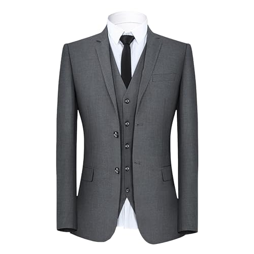 Veste de Sport Homme avec Gilet Costume Slim Couleur Unie et Manteau Élégant