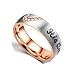 Knbob Bague 1PC Bague Coeur Puzzle Gravé "His Queen" Or rose Bague Femme Bague Taille 64 Acier inoxydable