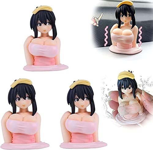 LVYXON Juego de 3 figuras de coche de temblores en el pecho - Adorno de coche de niña Anime - Interior de regalo de juguete Cover