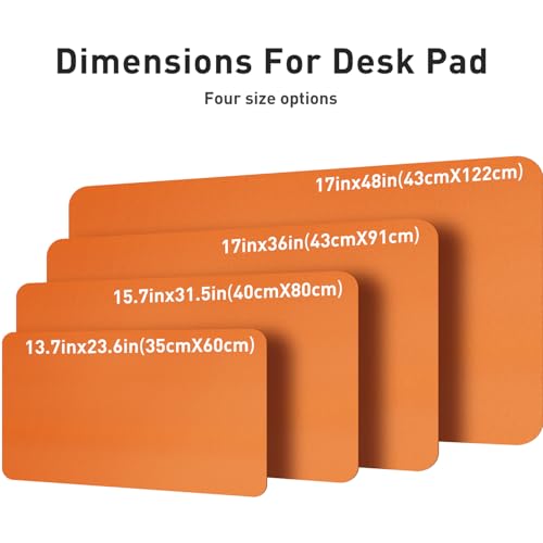 Image of Leather Desk Pad Protector,Mouse Pad,Office Desk Mat, Non-Slip PU Leather Desk Blotter,Laptop Desk Pad,Waterproof Desk Writing Pad for Office and Home (36 inch x 17 inch, Hermes Orange)