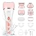 Nuision Epilator for Women, Electric Lady Shaver, 6 in 1 Cordless Razor Kit with LED Light, Facial Hair Removal for Body Arm Leg Underarm Painless Bikini Trimmer Dry Wet,Rechargeable Waterproof (Pink)