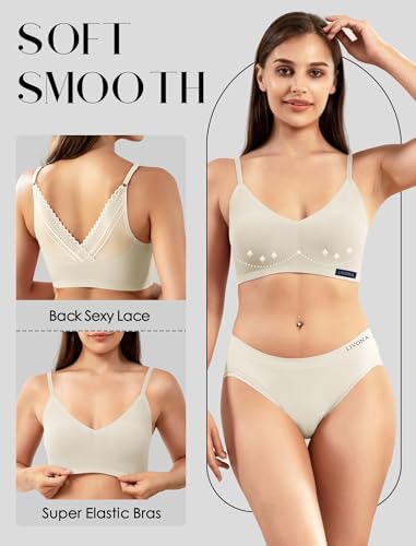 Image of Livona Lace Bralette for Women - Comfort Sports Bra Wireless Padded Bralette with Support Workout Tops Cami Crop S-XXL