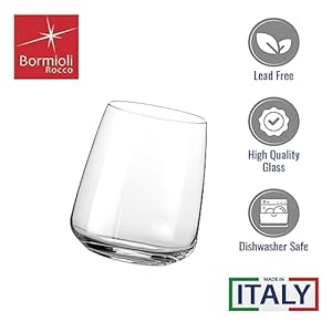 Bormioli Rocco Planeo Set Of 4, Stemless Wine Glasses, And DOF Drinking Glass, 12.25 Oz, Clear Crystal Star Glass, Dishwasher Safe, Made In Italy. Bormioli Rocco Planeo Set Of 4 Stemless Wine Glasses And DOF Drinking Glass 1225 Oz Clear Crystal Star Glass Dishwasher Safe Made In Italy